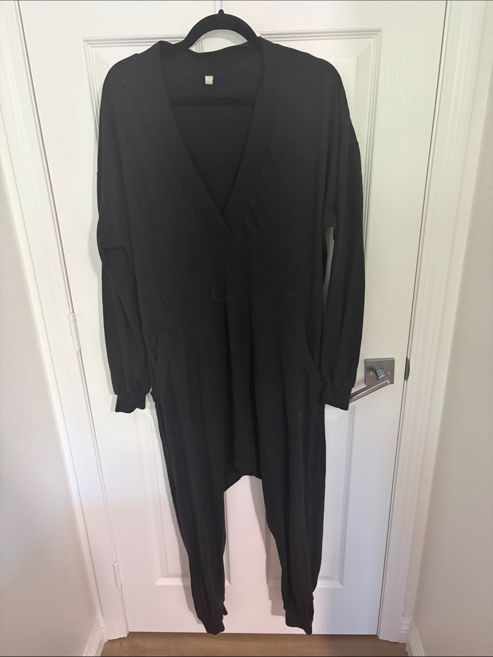 Free People Black V-Neck Long Sleeve Women's Dress